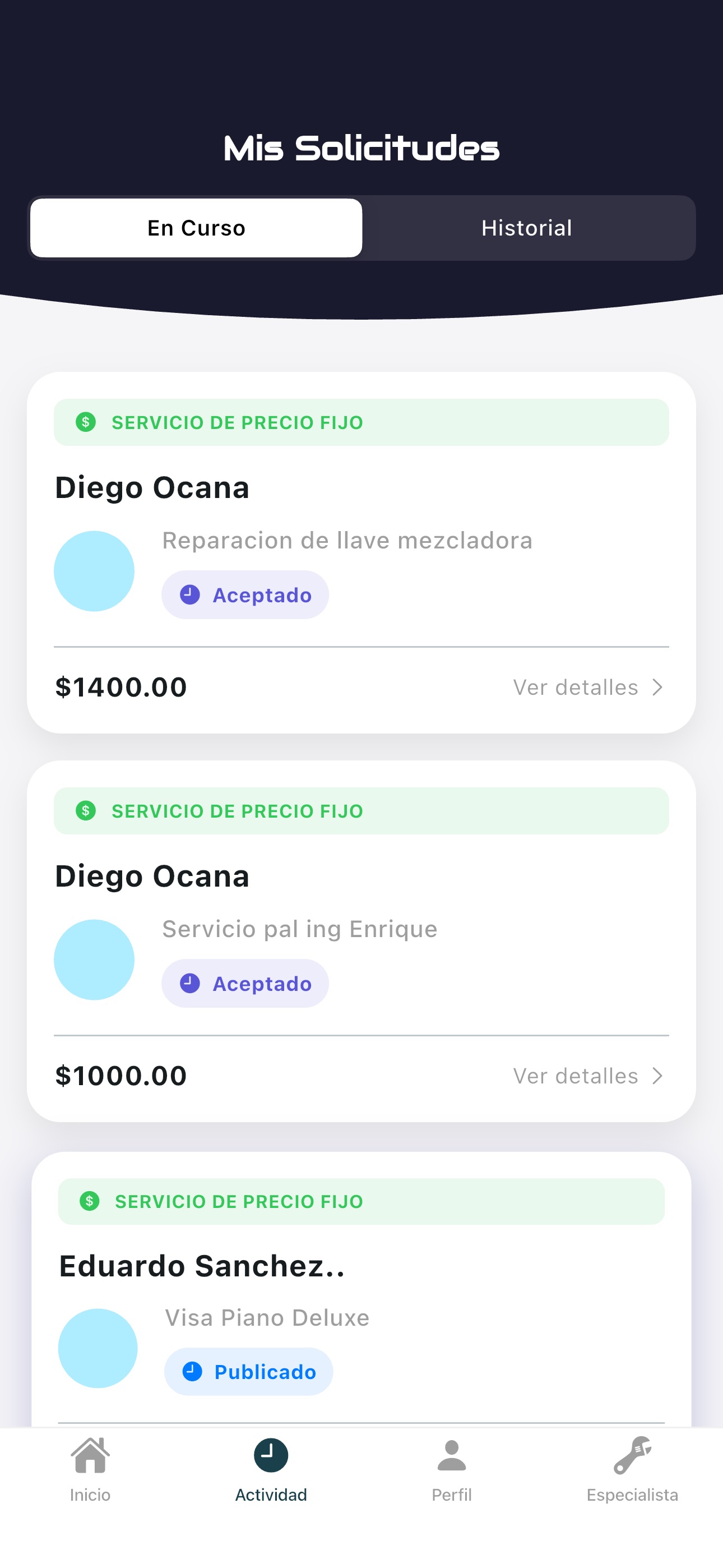 Solicitudes en curso